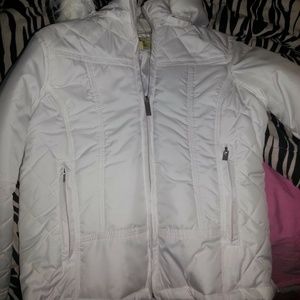 brand new fur hood rain coat